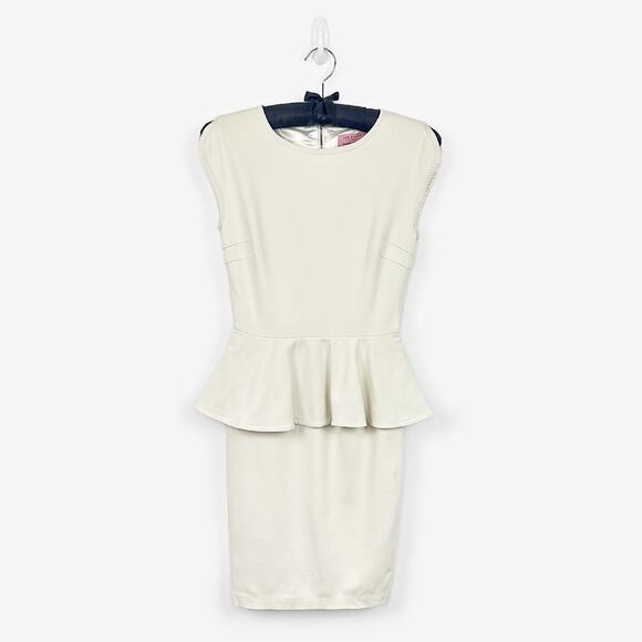 Ted Baker Cammii Peplum Dress US 4 Ivory Preppy Office Old Money Quiet Luxury - Picture 1 of 4